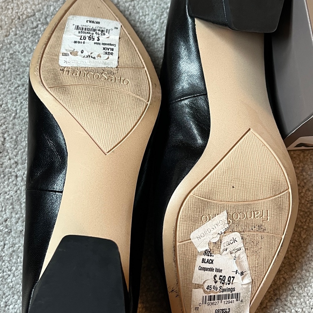 Franco Sarto Jesslyn Leather Block Heel Pumps -9 - Picture 3 of 4